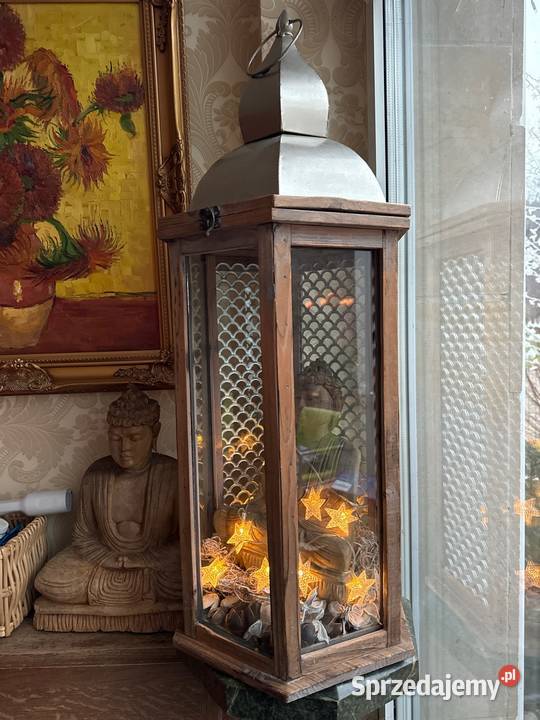 Lampion latarnia świecznik metaloplastyka drewno Lampiony i latarnie Bystrzyca Kłodzka