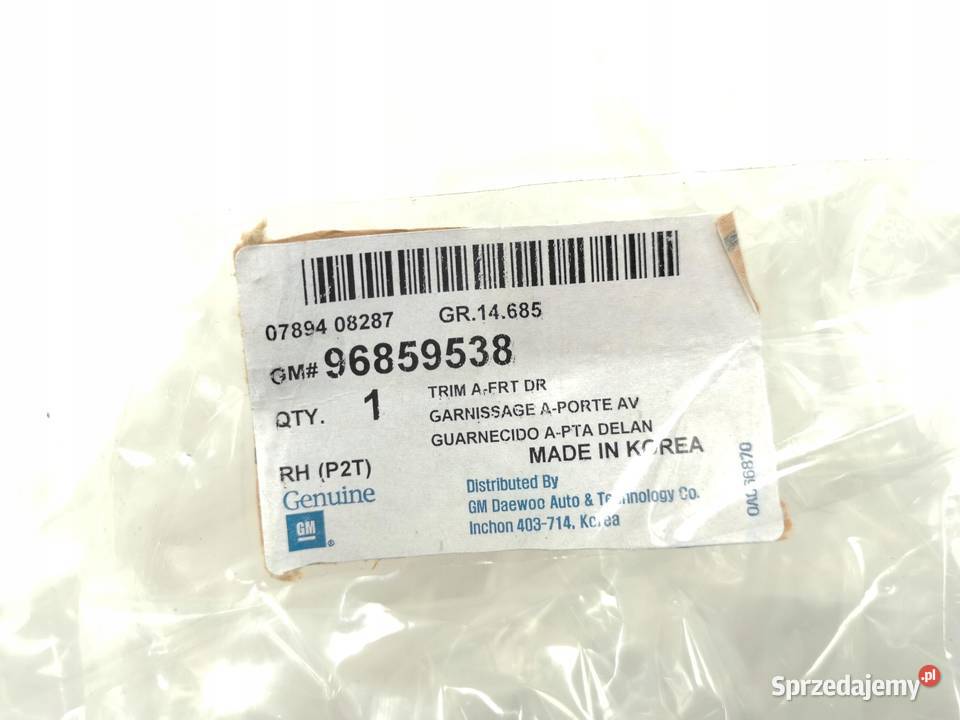 BOCZEK DRZWI PRAWY PRZÓD CHEVROLET AVEO 05 ASO