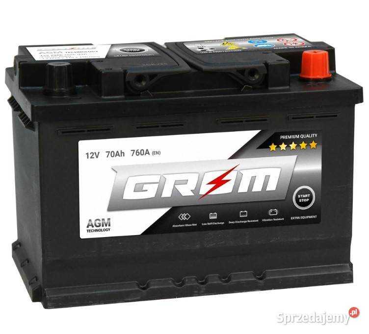 Akumulator GROM AGM STARTSTOP 70Ah 760A Prawy Wałbrzych