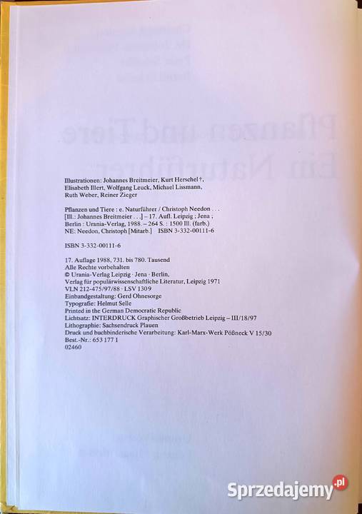 Książka Pflanzen und die Tiere Ein Naturfhrer Pozostałe Łódź sprzedam