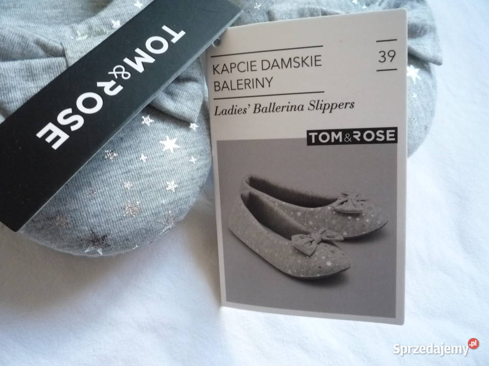 Nowe TomRose 39 Szare Kapcie damskie Podeszwa inna Szczecin