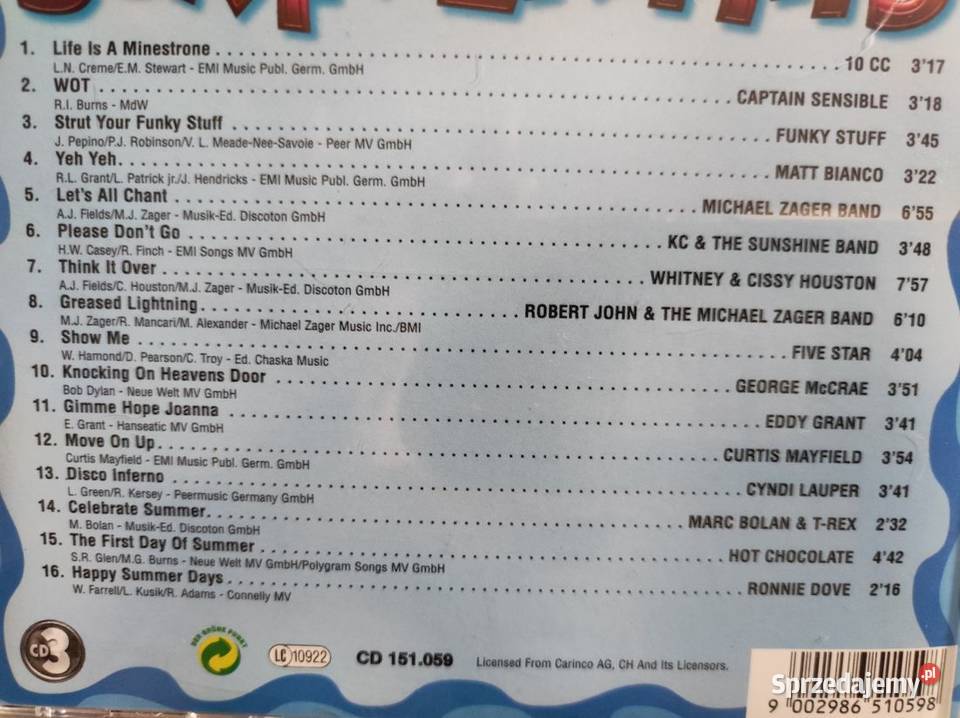 summer hits cd 3 składanka muzyka lata 8090 świętokrzyskie Kielce