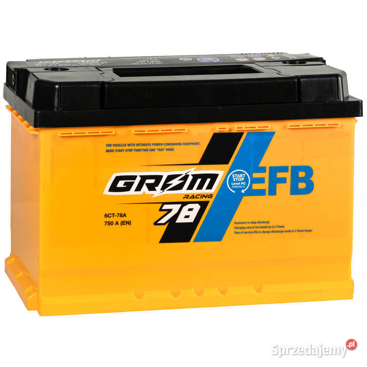 NOWY Akumulator Grom Racing EFB 78Ah 750A niski osobowe Akumulatory