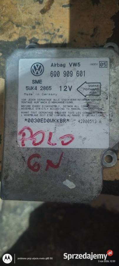6q 0 909 601 sensor poduszek airbag VW polo 6N osobowe Lubin