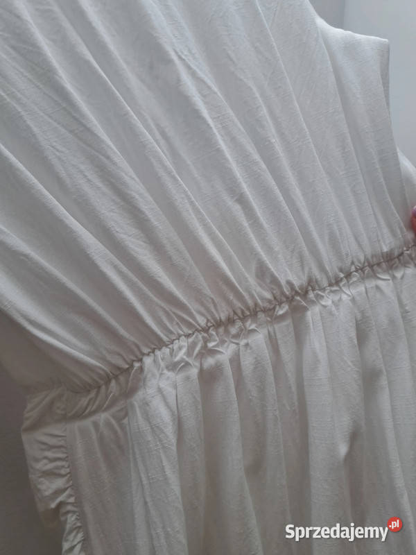 Biała sukienka z falbaną NLY Trend rozmiar 38 Trąbki Wielkie