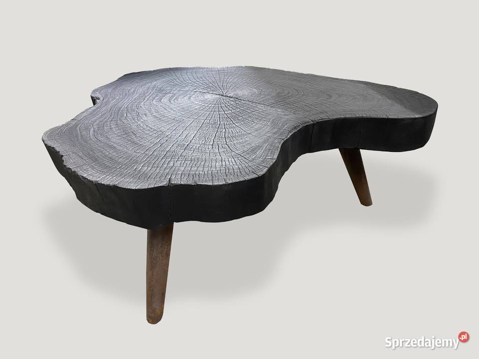 Unikatowy Stolik kawowy z drewna opalanego Shou 40cm Warszawa