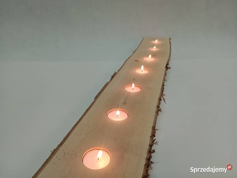 ŚWIECZNIK DREWNIANY BRZOZOWY Z DREWNA TEALIGHT Świeczniki lubuskie Żagań