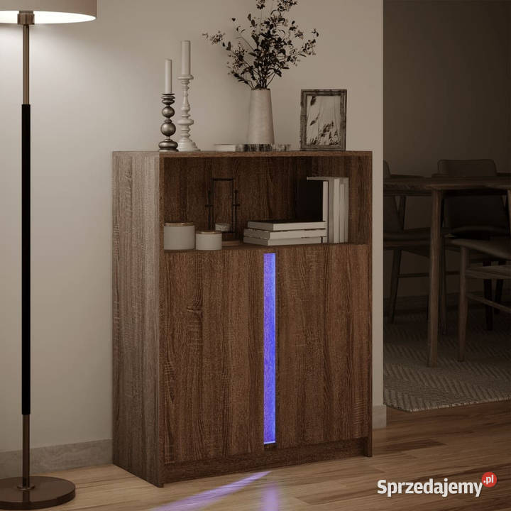 Szafka z LED brązowy dąb 77x34x100 WM852151 Pozostałe mazowieckie Warszawa