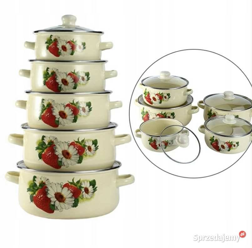 99 Garnki emaliowane truskawki śląskie Zabrze
