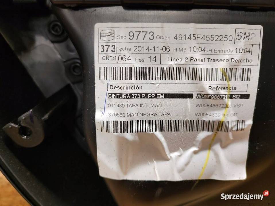 Boczek Tapicerka Drzwi Prawy Tył Seat Leon III Pleszew