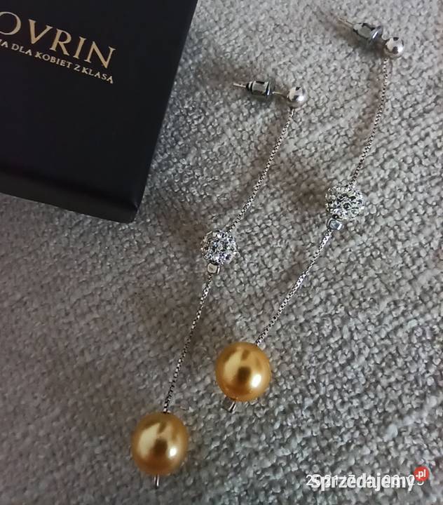 Srebrne długie kolczyki ze złotą perełkąi i Radzyń Podlaski sprzedam