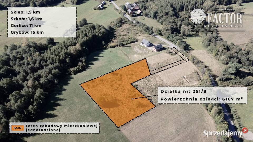 Łosie działka budowlana 6167 a 1192S 50zł/m2 małopolskie
