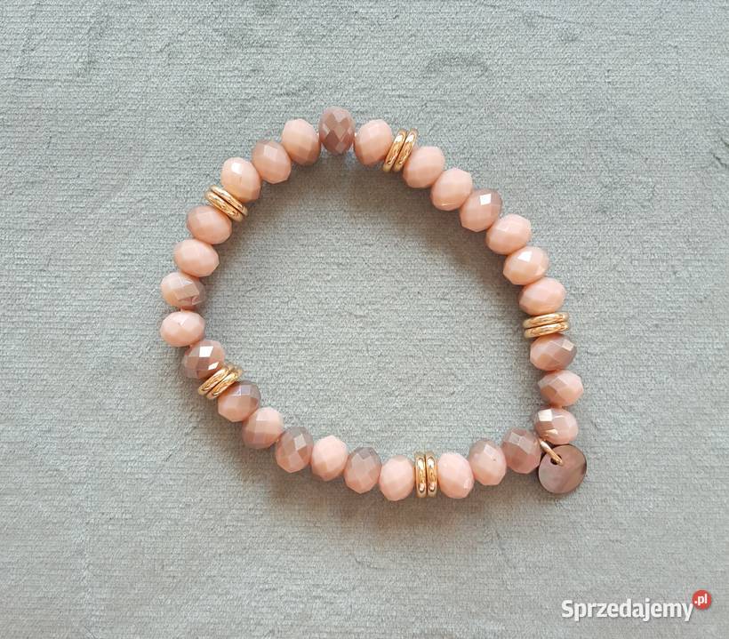 Nowa bransoletka koraliki pudrowy róż szary Szczecin
