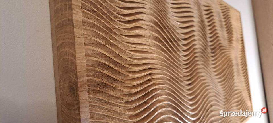 Drewniana płaskorzeźba fale nowoczesny panel zachodniopomorskie