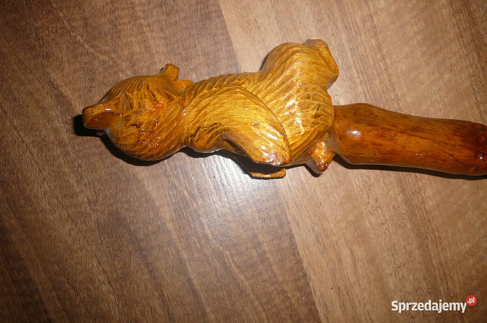 Drewniana laska z misiem stara Moda i Styl Wrocław