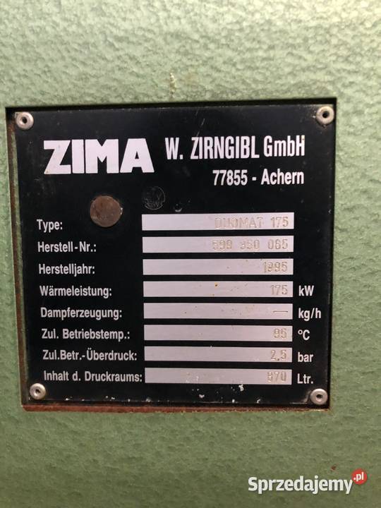 Maszyny przemysłowe Piec ZIMA DUOMAT 175kw