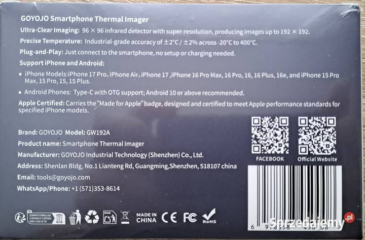 GOYOJO GW192 IR kamera termowizyjna pomorskie Rumia