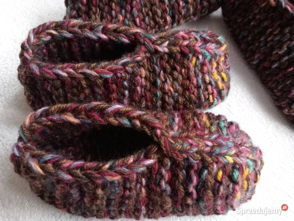 2 pary grubych kapci z wełną alpaki 38