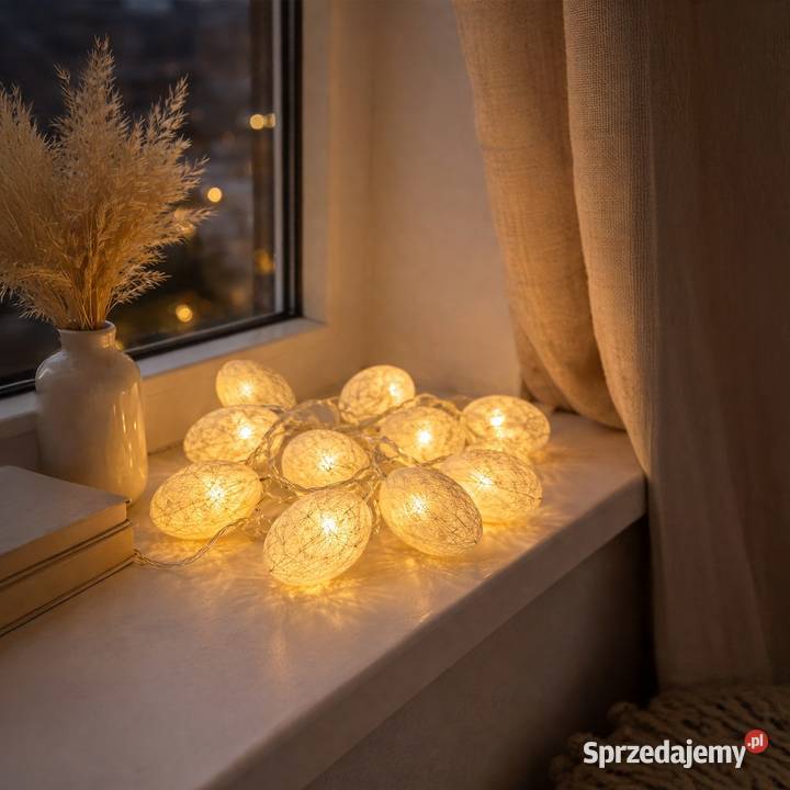 Bawełniane Jajka Wielkanocne Led Biały