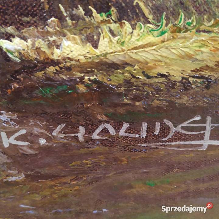 vintage obraz olejny na płótnie pejzaż górski Piła