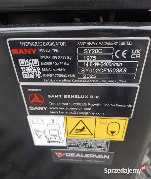 Mini koparka Sany SY20C 2025r Rok produkcji 2025 sprzedam