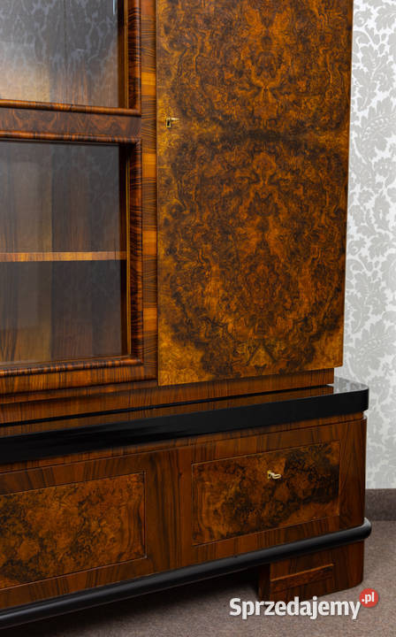 Biblioteka art deco orzech połysk politura stara Swarzędz