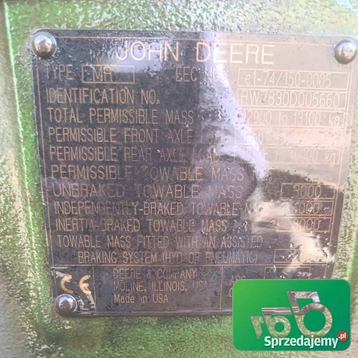 John Deere 7830 20072012 PartsCzęści