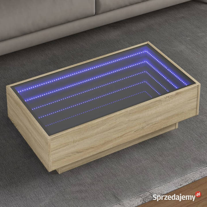Stolik kawowy z LED dąb sonoma 90x50x30 WM847520 mazowieckie Warszawa