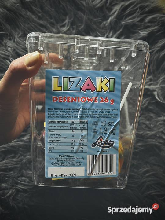 Lizak deseniowy DUŻY Buźka uśmiech słodycz pomorskie Reda sprzedam