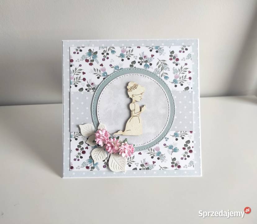 Kartka ręcznie robiona Komunia Święta handmade Łódź