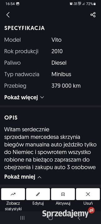 Mercedes Vito 639 22 2010 3 osobowy diesel sprzedam