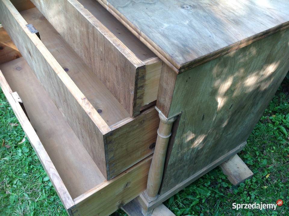 Drewniana Komoda z Szufladami Orzech Antyk Nowa Sól