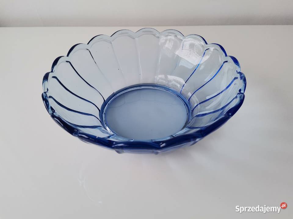 Stara niebieska misa szkło Art Deco