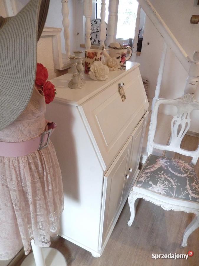 biurko zamykane sekretarzyk biały shabby chic Lubin sprzedam