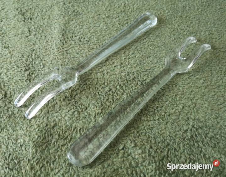Dwa duże szklane widelce do sałaty 215 PRL Antyki, Sztuka, Kolekcje Katowice