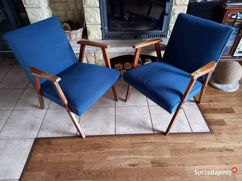 Stare fotele na sprężynach patyczaki PRL vintage Fotele wielkopolskie Rawicz