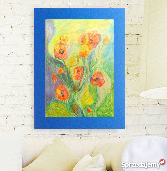 kwiaty rysunek do pokojułąka obrazekkolorowy