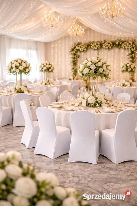 Pokrowiec na krzesło pokrowce bankietowy biały Dębica