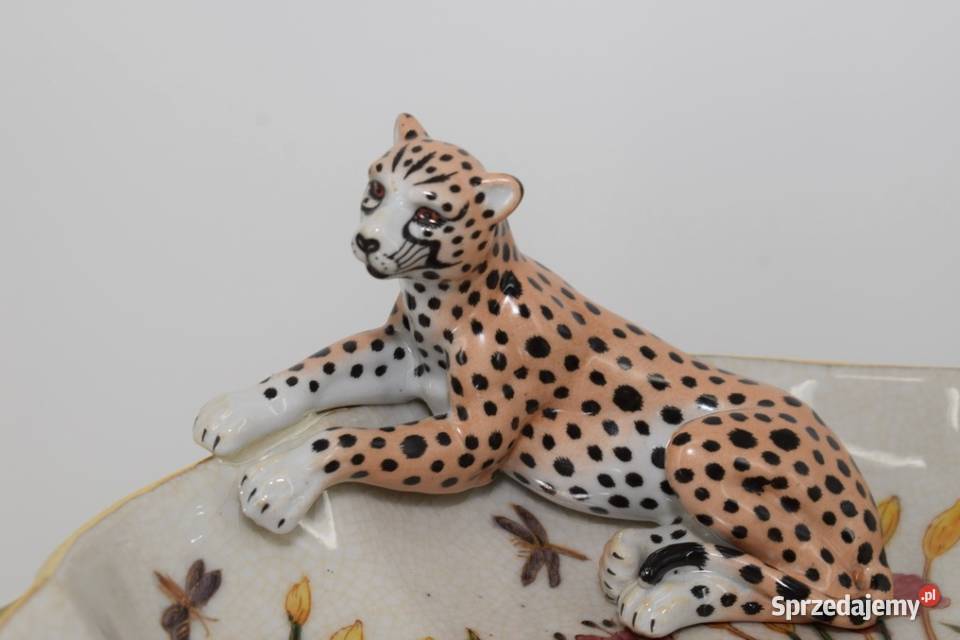 Porcelanowa Patera z Tygrysem Porcelana Brąz Kraków