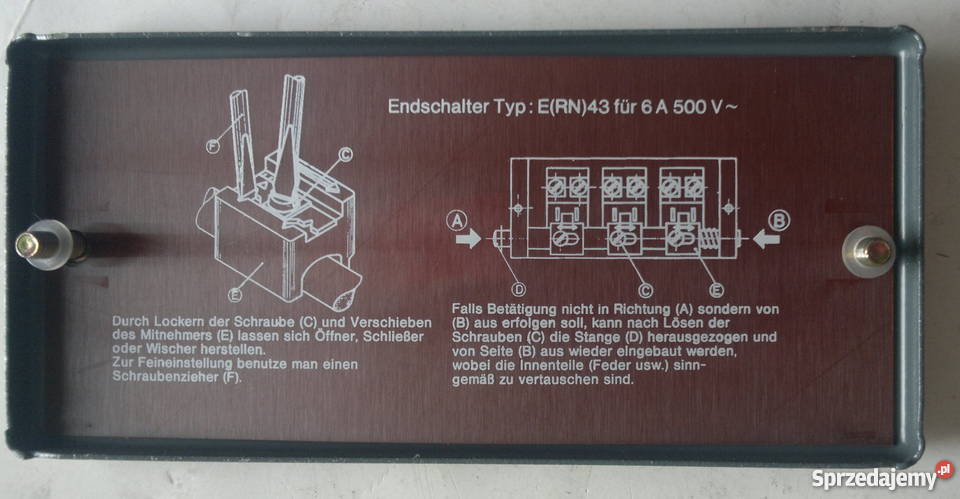 Wyłącznik krańcowy FANAL Typ ERN43 6A 500V śląskie Dąbrowa Górnicza