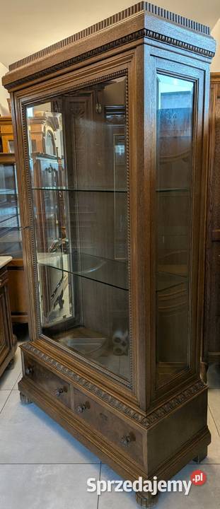 piękna dębowa witrynaserwantka secesyjnasklep Dąbrowa Górnicza