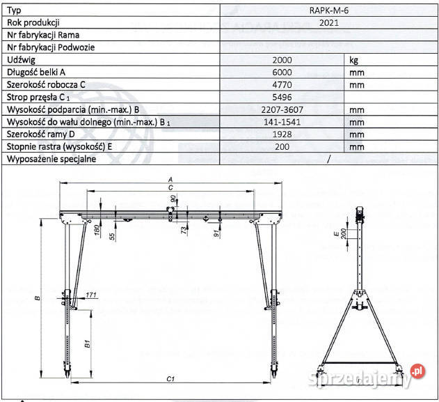 Mobilna aluminiowa suwnica bramowa Planeta Rybnik