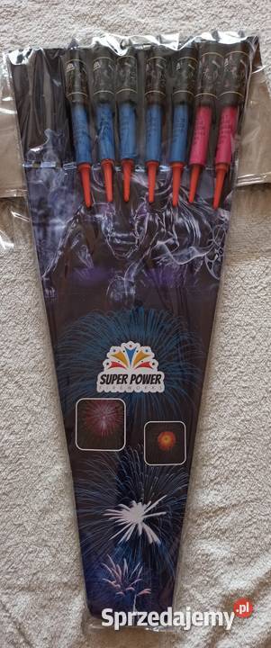 Zestaw siedmiu rakiet wysoko lecą piękny bukiet pomorskie