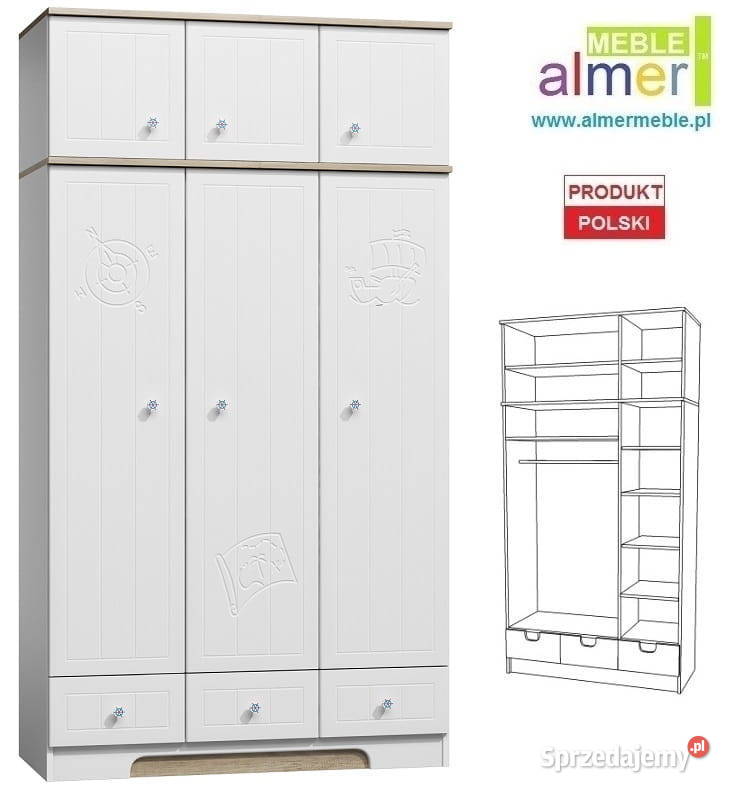 MARINE N10N szafa dziecięca 120x53 w227 Pokój dziecięcy