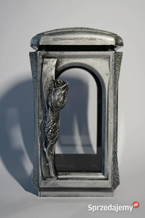 Srebrny znicz żywiczny lampion retro motyw róży śląskie Częstochowa