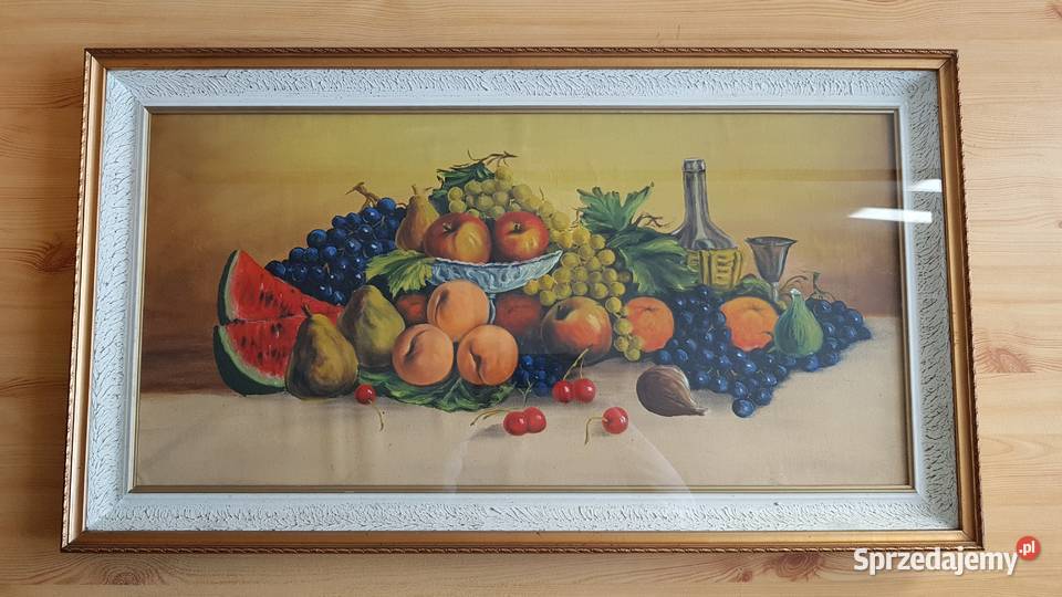 Stary obraz martwa natura w ramie skrzynkowej śląskie Dąbrowa Górnicza