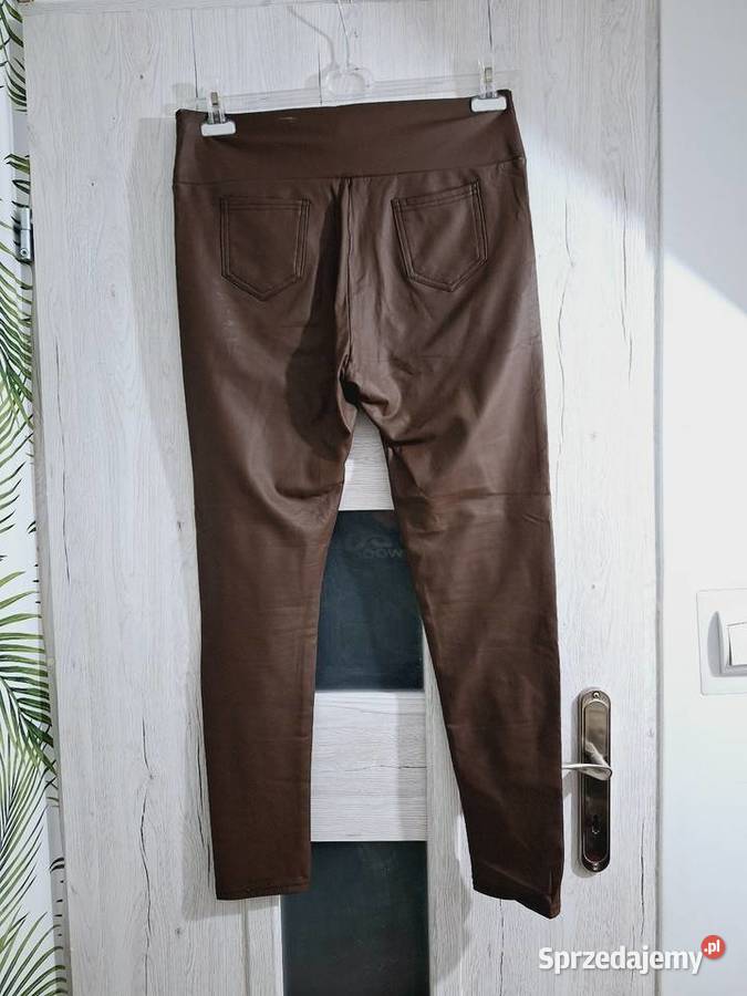 LXL Spodnie leginsowe eko skórka braz Braniewo sprzedam