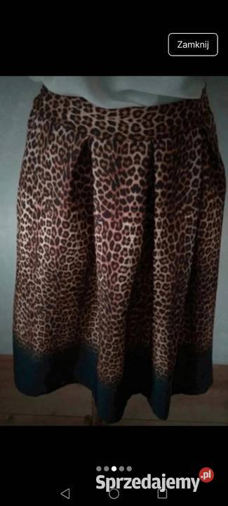 Spódnica rozkloszowana panterka pantera cętki Długość Midi Krosno