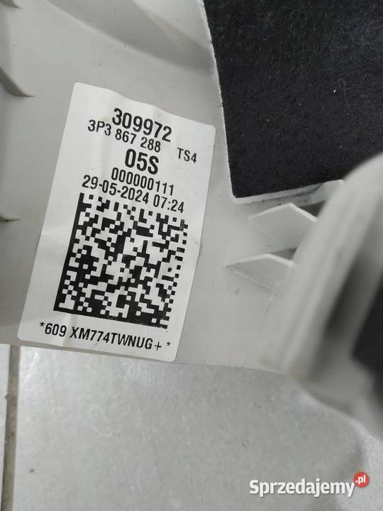OSŁONA SŁUPKA C PRAWY TYŁ HB 3P3867288 Skoda Rok produkcji 2024 Osłony i zaślepki