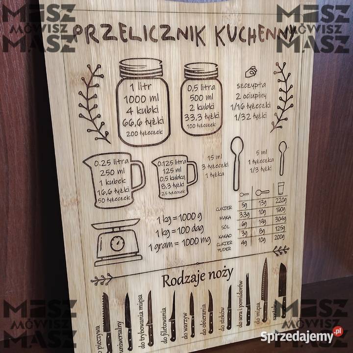Przeliczniki na bambusowej ozdobnej desce do Rękodzieło Racot